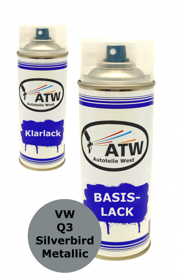 Autolack für VW Q3 Silverbird Metallic+400ml Klarlack Set